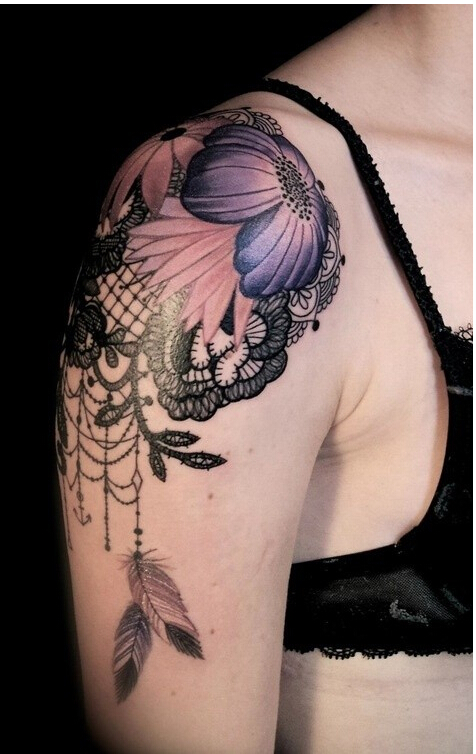 性感美女手臂唯美漂亮好看的黑色蕾丝图片