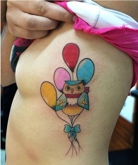 性感女性侧腰可爱好看的彩色卡通猫头图片