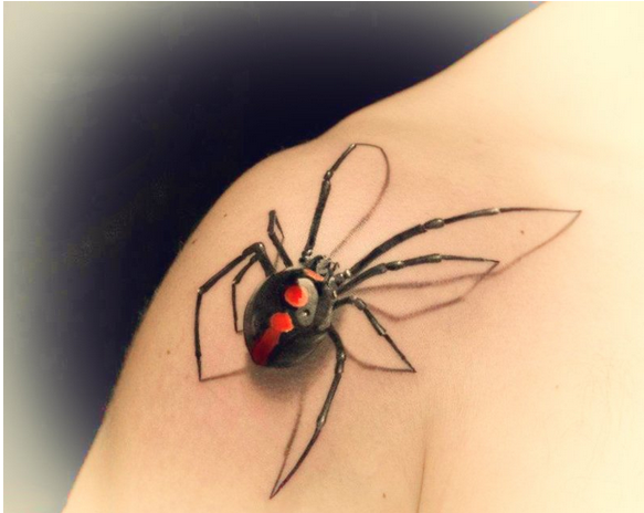 肩膀上一款唯美时尚好看的蜘蛛纹身图图片
