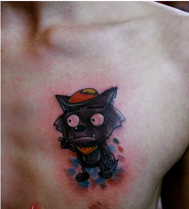 胸部可爱漂亮好看的卡通灰太狼纹身图图片
