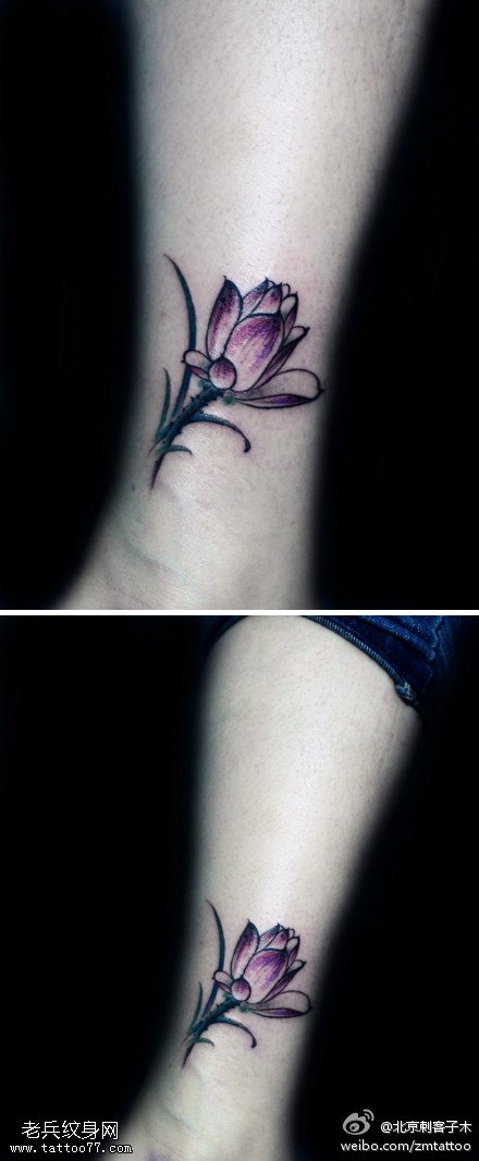 静谧唯美莲花纹身图案