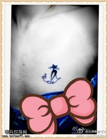 小巧精致小猫纹身图案