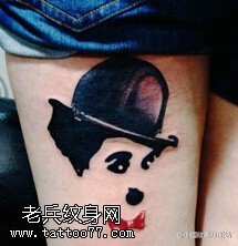 卡通的卓别林形象纹身图案