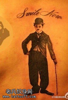 搞怪的卓别林手稿纹身图案