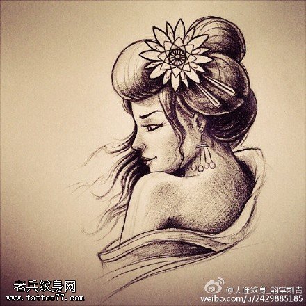 日本艺妓刺青手稿纹身图案