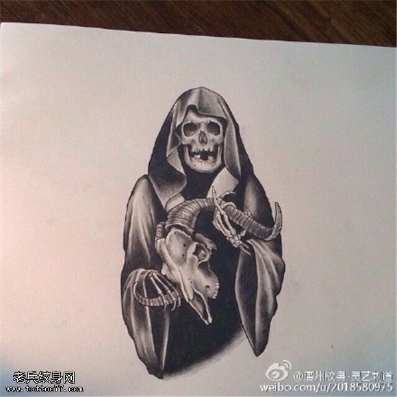 死神羚羊纹身手稿图案