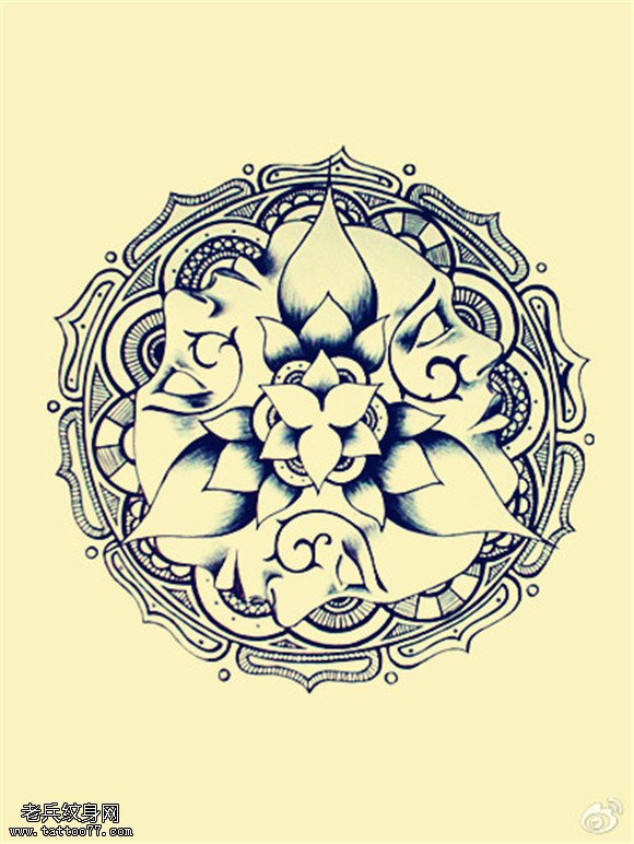 梵花纹身线稿图