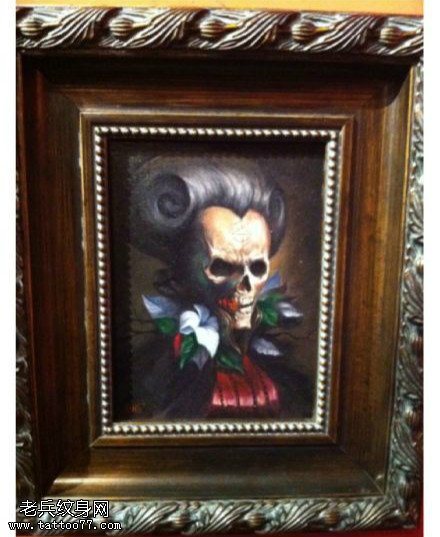 可怕吓人鬼面纹身图案手稿