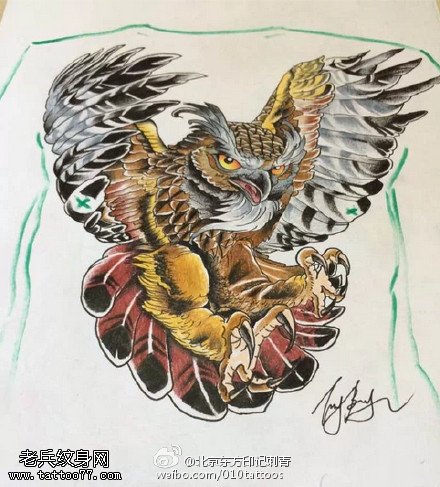 霸气的老鹰手稿纹身图案