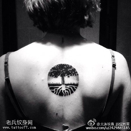 经典个性老树刺青纹身图案