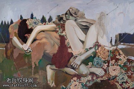 中国传统水墨雕塑纹身图案