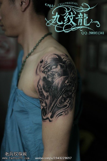 中国风经典关二爷纹身图案