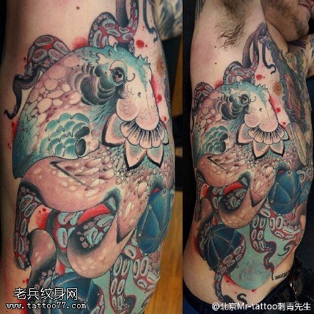 大彩绘章鱼纹身图案