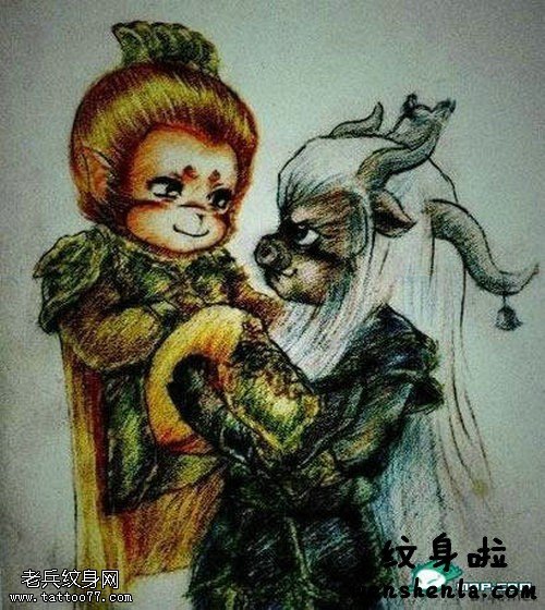 齐天大圣孙悟空手稿纹身秀图吧一组