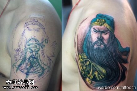 庄严肃穆关公纹身图案