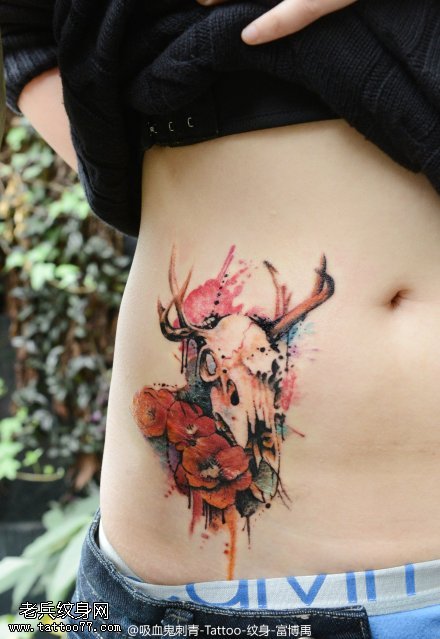 绚丽霸气骷髅头纹身图案