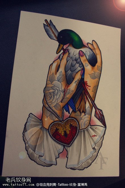受伤可怜鸽子纹身图案