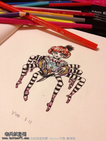 恐怖霸气怪物纹身图案手稿