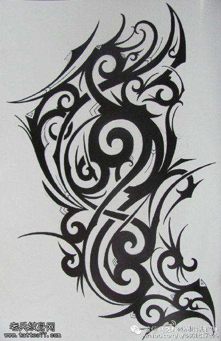 传统梵花刺青手稿纹身图案