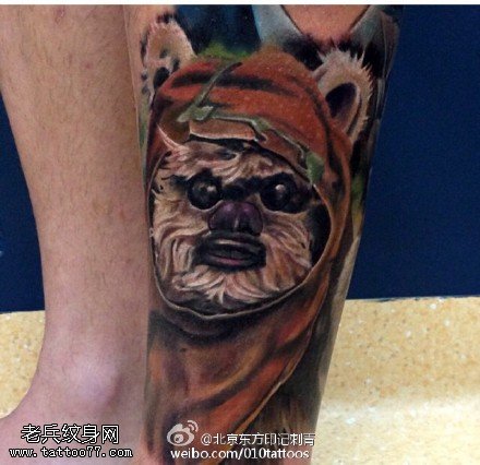 小腿上可爱的小狗狗纹身图案