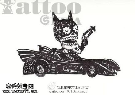 超炫的猫咪跑车纹身图案