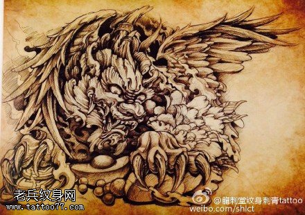 中国风经典龙图腾手稿纹身图案