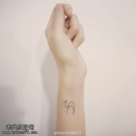 手臂点刺的骆驼纹身图案