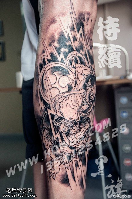 经典点刺麒麟纹身图案