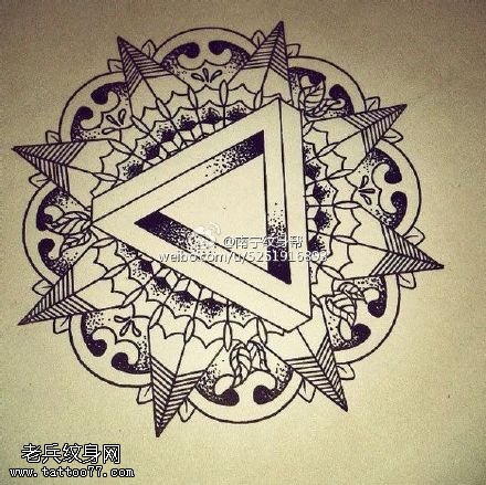 几何线条梵花之美手稿纹身图案