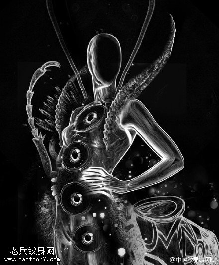 黑白超炫欧美风手稿纹身图案