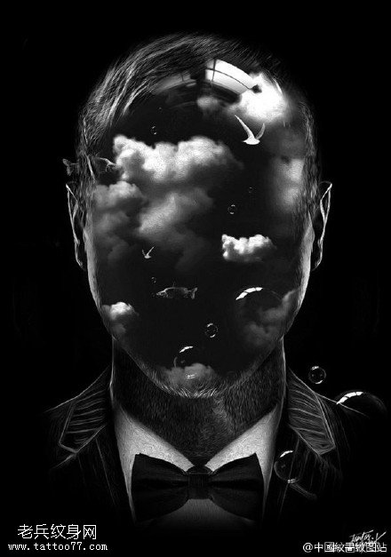 欧美风幻影手稿纹身图案