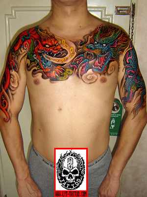 披肩龙纹身图案：披肩龙纹身图案