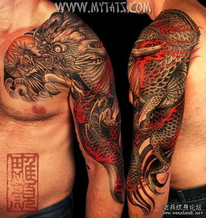 披肩龙纹身图案：一款超霸气的披肩龙纹身图案