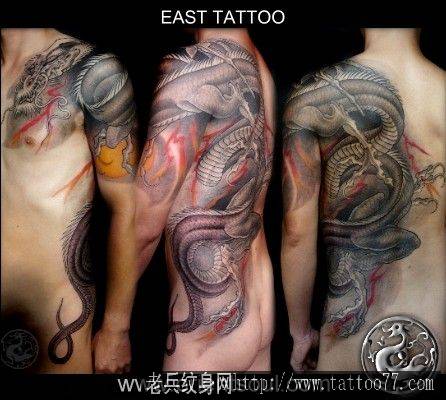 超霸气的过肩龙披肩龙纹身图案