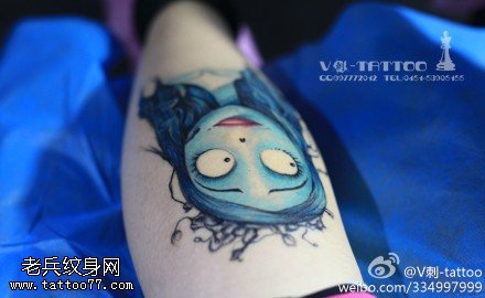 俏皮可爱僵尸新娘纹身图案