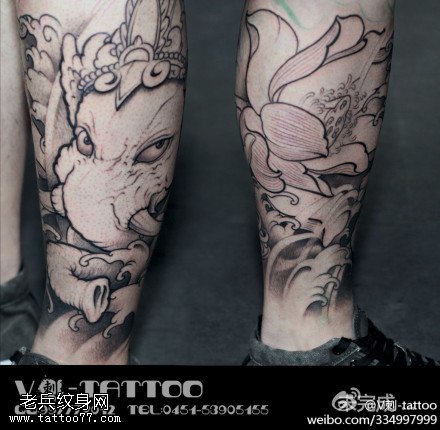 威风霸气神象纹身图案