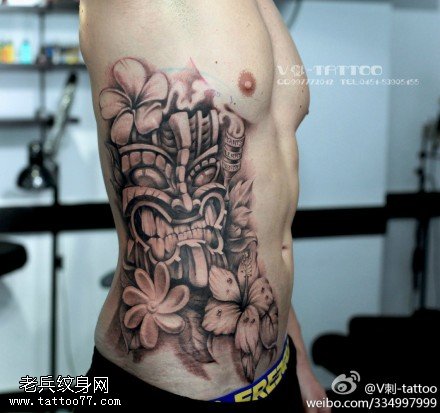 露牙狰狞肖像纹身图案