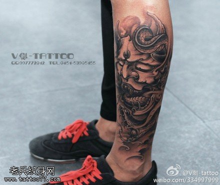 面部狰狞般若纹身图案