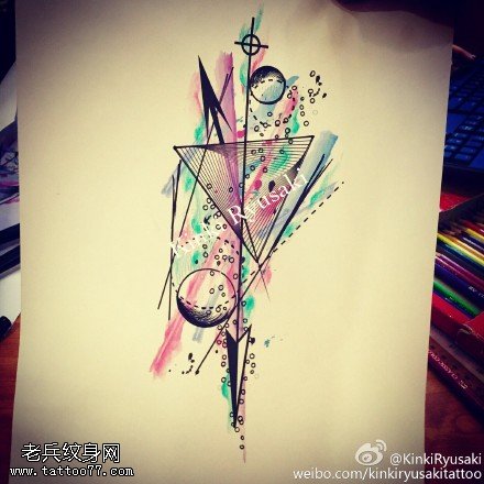 设计风格水墨几何图形纹身图案