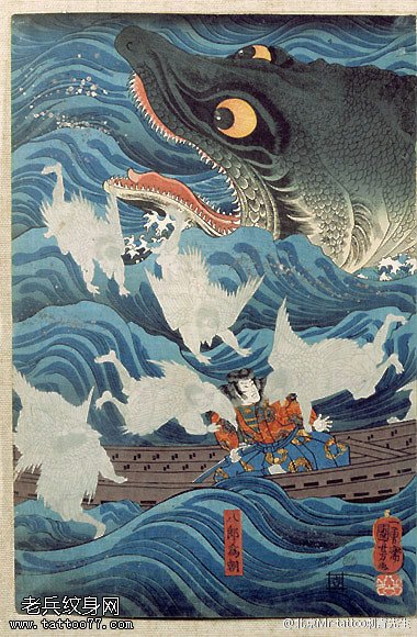 海浪里的大鳄鱼手稿纹身谈
