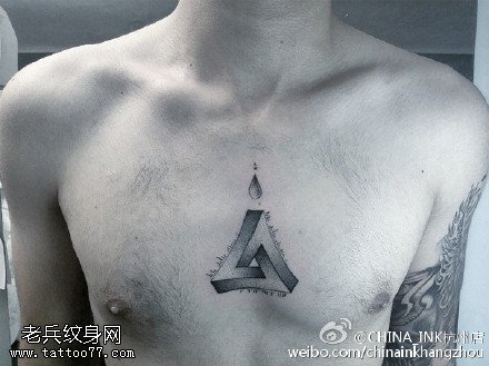 3D立体几何三角形纹身图案