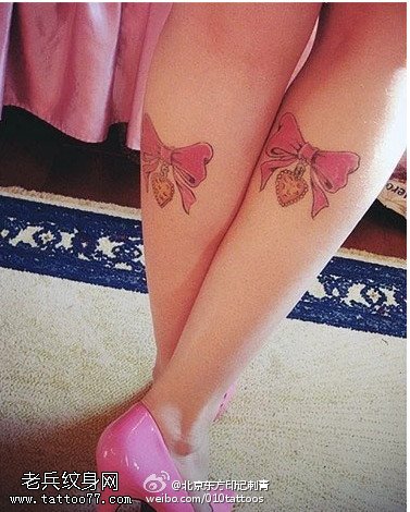 漂亮优美的蝴蝶结纹身图案