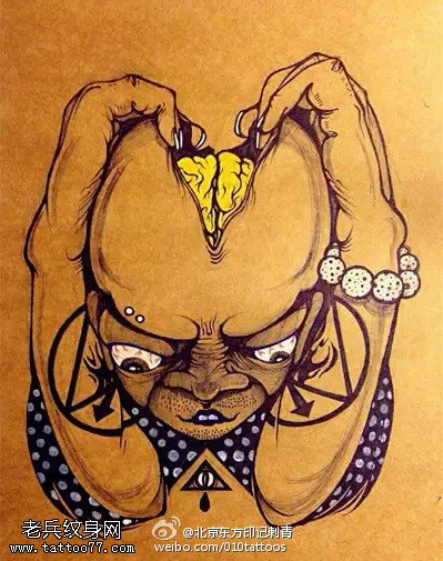 恐怖的素描手稿纹身图案