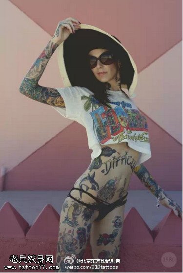 欧美风全胛时尚女郎纹身图案