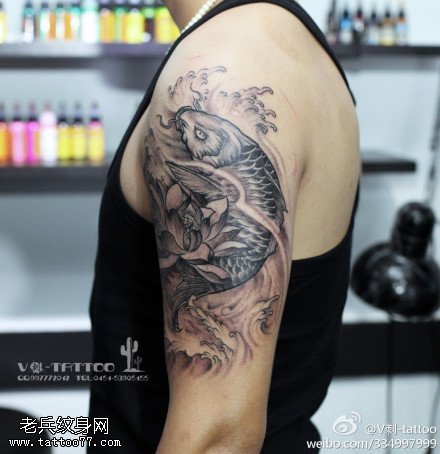 富贵长寿锦鲤纹身图案