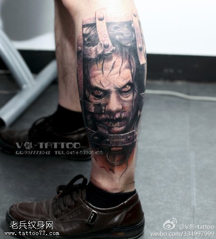 可怕吓人人脸纹身图案