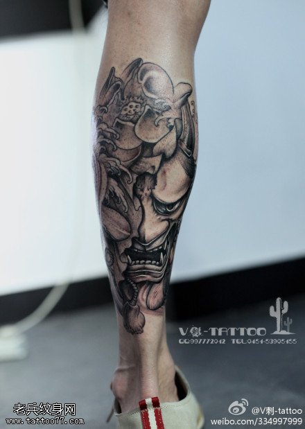 面部狰狞般若纹身图案