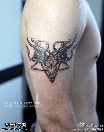 霸气羚羊头纹身图案