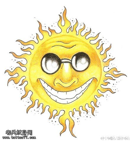娇艳的太阳公公纹身图案