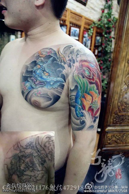 遮盖旧纹身中国风般若纹身图案